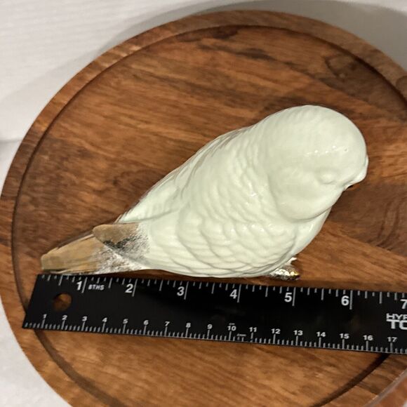 Vintage Mint Green Glass Parakeet Rare Gold Details - Picture 9 of 11